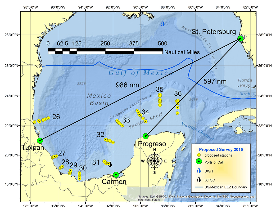 Figure 2 Fishing sites for the southern Gulf of Mexico survey (Sep 9-Oct 1)