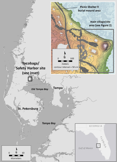 Location and general map of the Tocobaga / Safety Harbor site